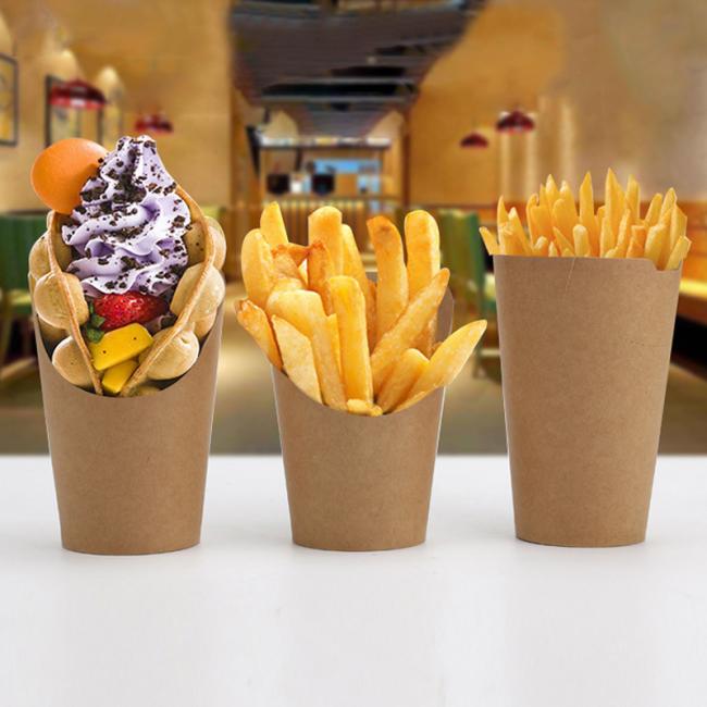 Biodegradable French Fries Holder Disposable Paper French Fries Cups Food Grade Charcuterie Cups