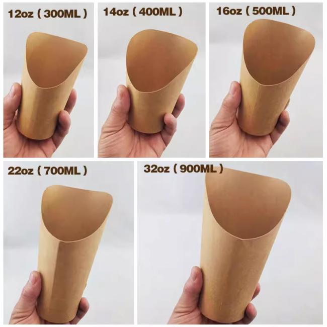 Biodegradable French Fries Holder Disposable Paper French Fries Cups Food Grade Charcuterie Cups