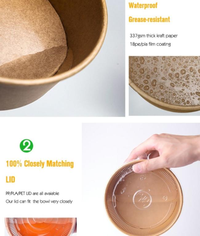Factory Wholesale Customized Various Size Eco Friendly Takeout Snack or Salad Bamboo Fiber Paper Bowl