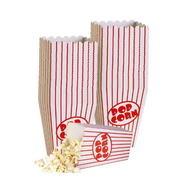 Wholesale Paper Popcorn Boxes Striped Red and White Popcorn Boxes for Party