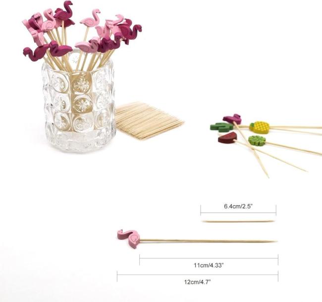 Hot New Products China Suppliers Disposable Decoration Party Natural Bamboo Stick Fruit Skewers with Cartoon Pattern