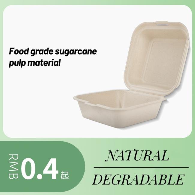 100% Compostable Disposable Bagasse Lunch Box Take out Food Containers