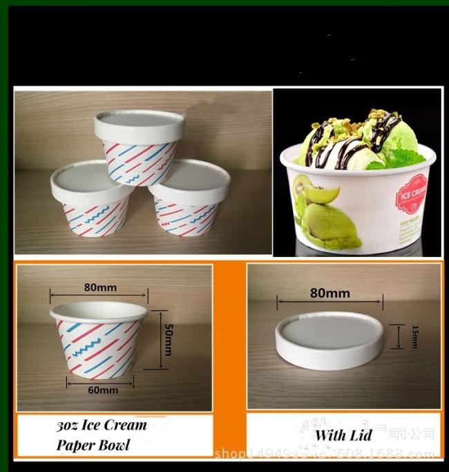 Factory Hot Sell Custom Design Disposable 3oz Ice Cream Paper Bowl