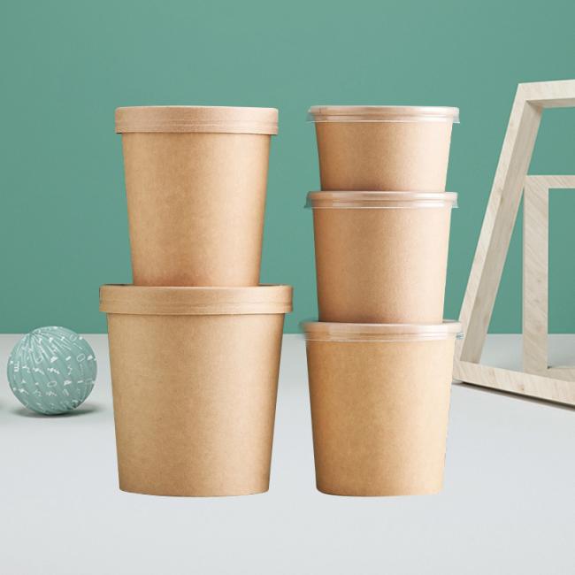 8oz/12oz/16oz/18oz/26oz/32oz Custom Manufacturer Disposable Kraft Soup Bucket