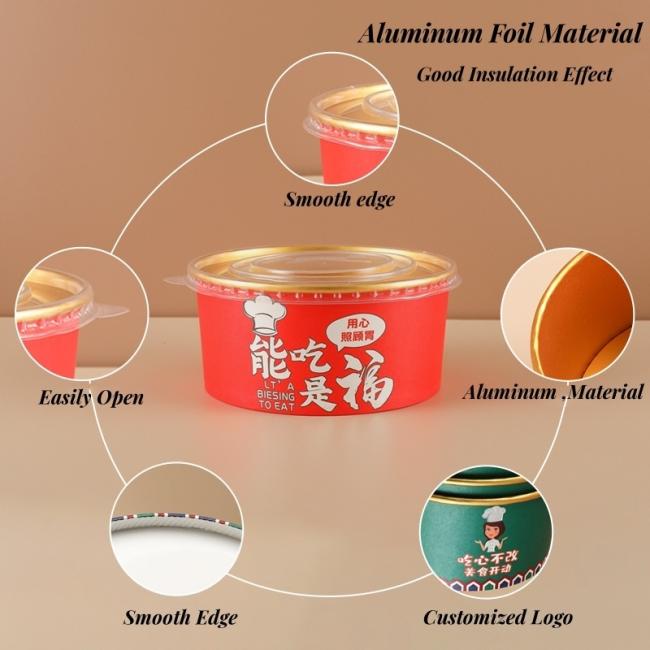 Disposable Aluminum Foil Kraft Paper Bowl Custom Logo Printed