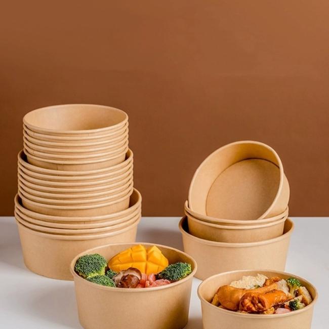 Meal Package Take Away Boxes/ Container Kraft Paper Soup Bowl/ Cup for Salad/ Noddles/ Hot Soup