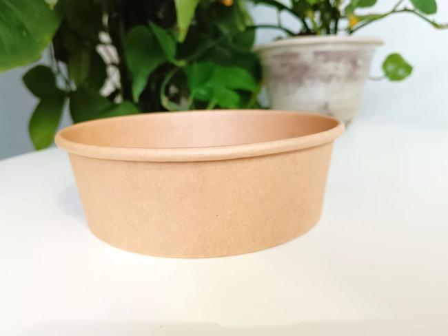 Disposable Take Away Kraft Paper 1100ml Paper Salad Bowl