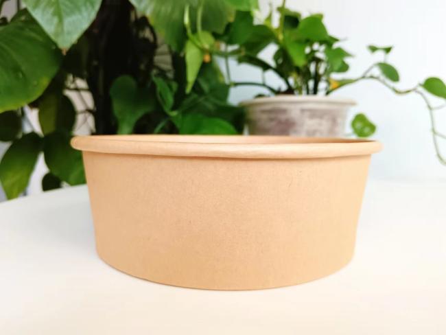 Disposable Take Away Kraft Paper 1100ml Paper Salad Bowl