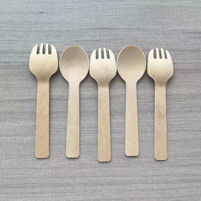 Eco-Friendly Small Bamboo Spoon Cutlery Biodegradable Disposable Customized Logo Printed Mini Wooden Spoon for Ice Cream