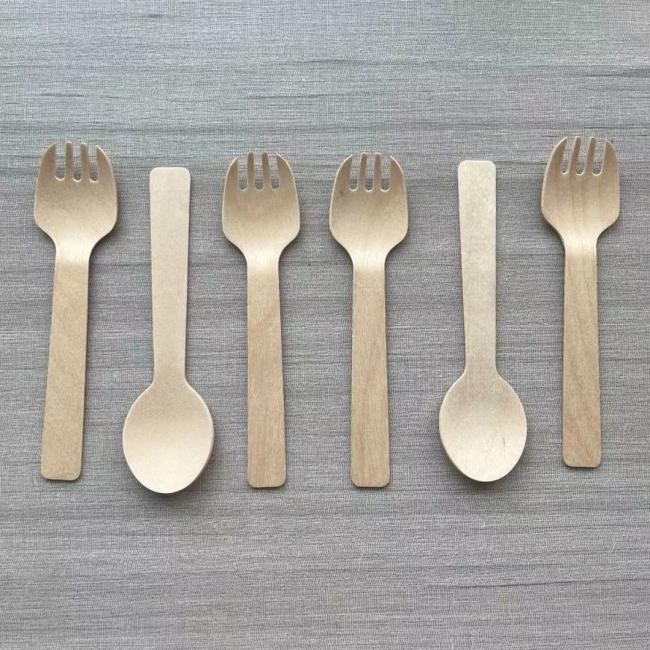 Natural Biodegradable Bulk Birch Wood Spoon/Forks/Knives Disposable Wooden Cutlery
