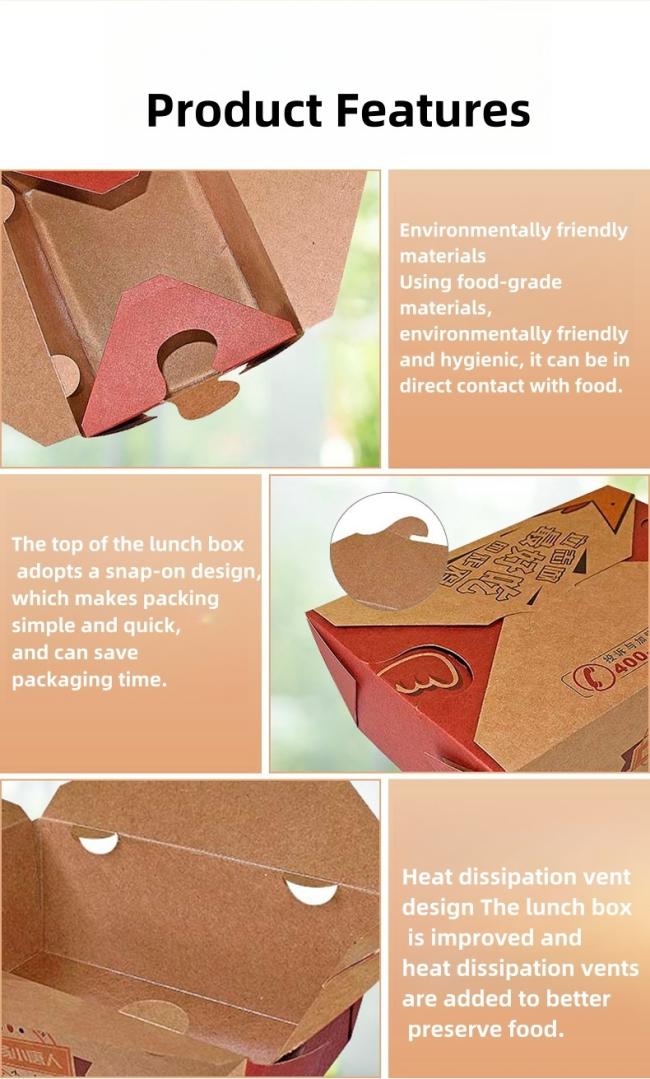 Customized Brown Kraft Paper Food Box Salad Fruit Paper Container Disposable Food Packing Box