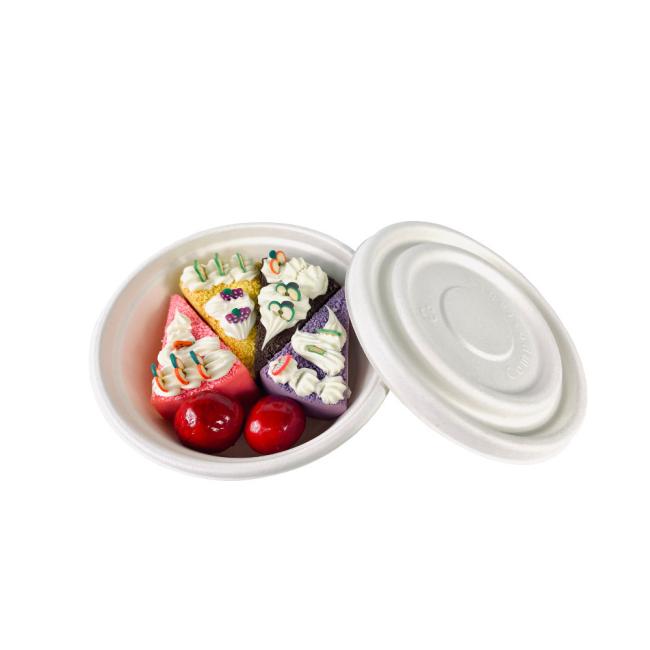 Degradable Circular 500ml Bowl Lid, Household Outdoor Pulp Sugarcane Bagasse Bowl