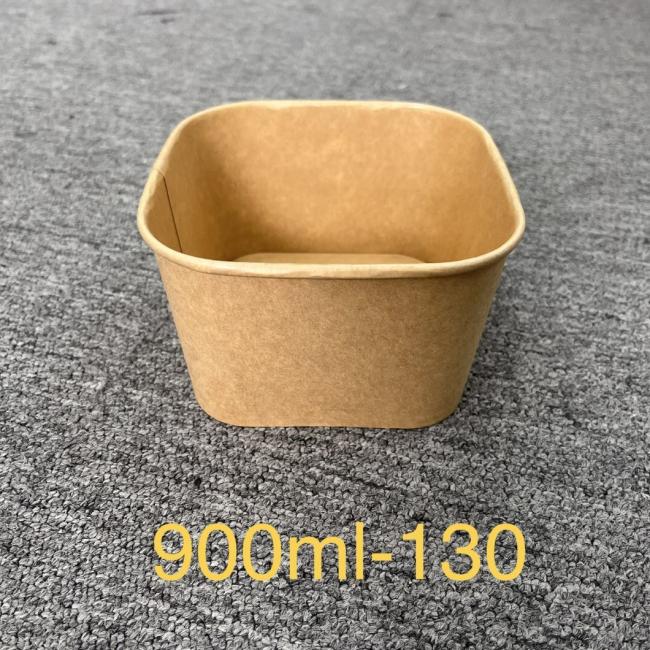 Disposable Food Grade Microwavable Lunch Box Burger Fries Various Size Takeaway Salad Bowl Kraft Paper Box with Plastic Lid