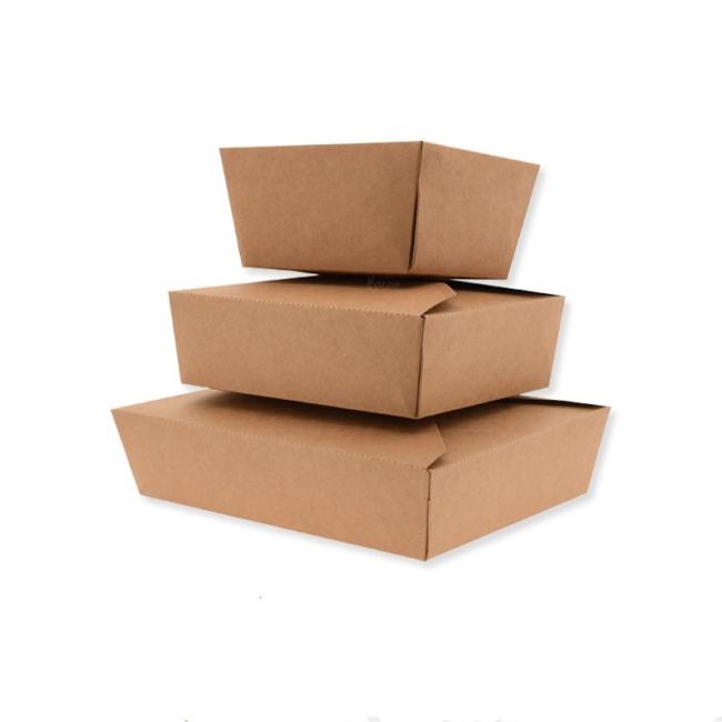 Customized Disposable Takeaway Take out Kraft Food Paper Box Dinner Lunch Packaging Box