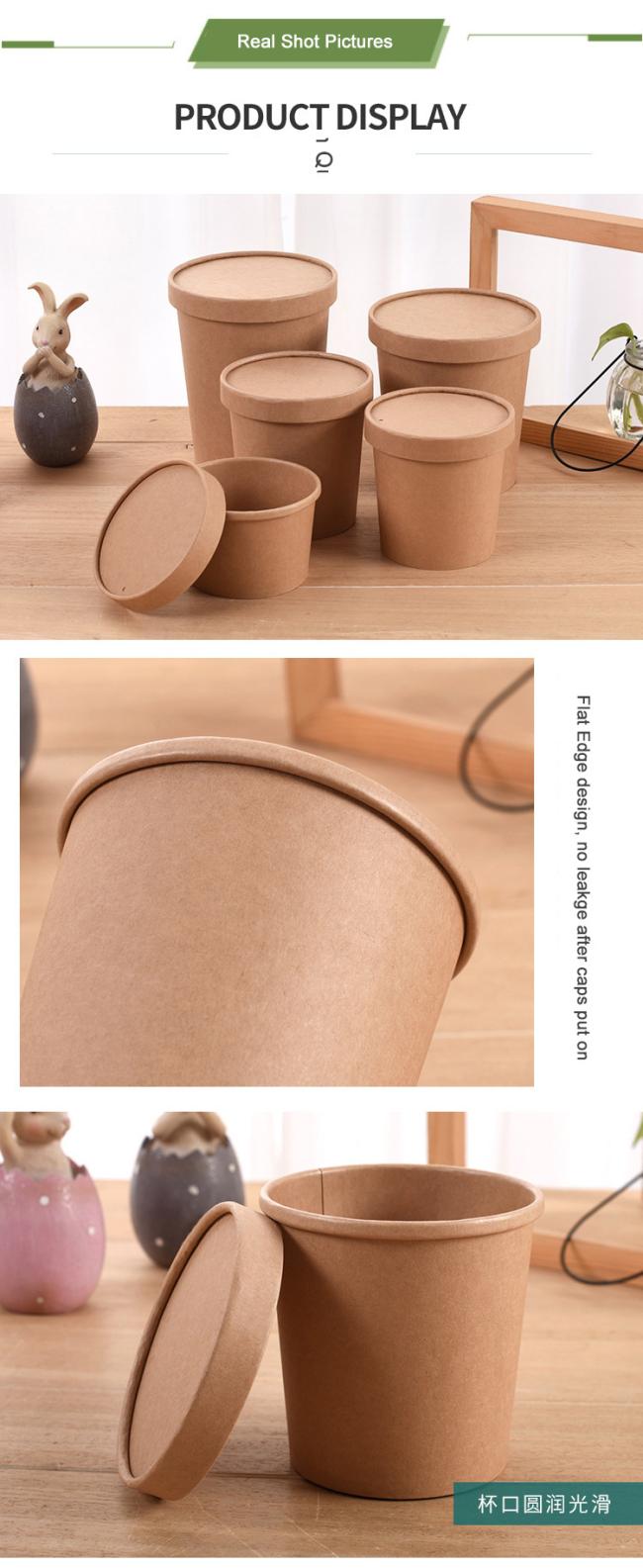 Disposable Hot Soup Paper Food Bowl with Lid, Pastel Soup Bowl with Transparent Lid