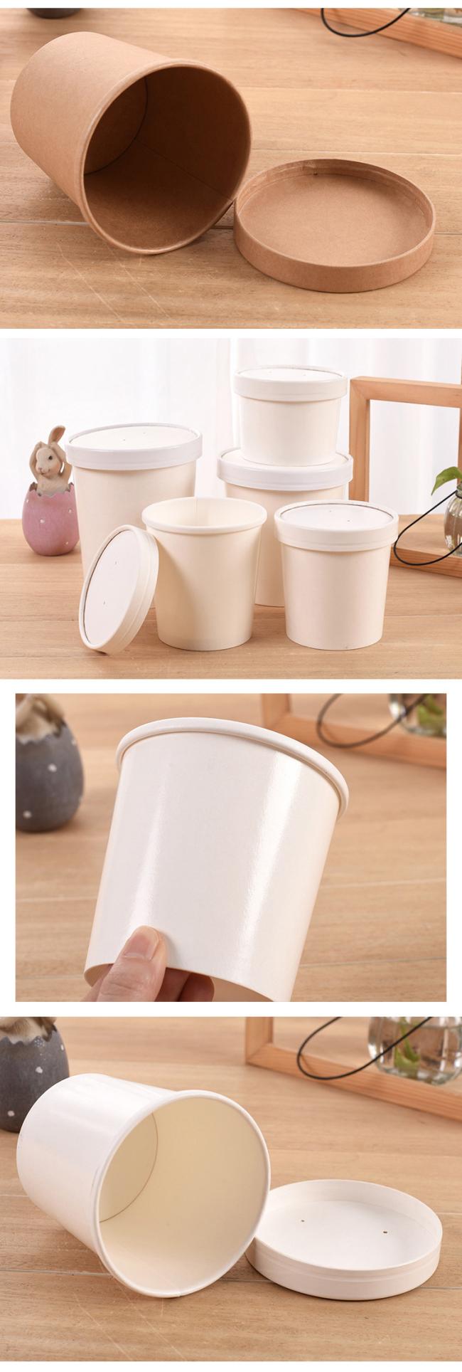 Disposable Hot Soup Paper Food Bowl with Lid, Pastel Soup Bowl with Transparent Lid