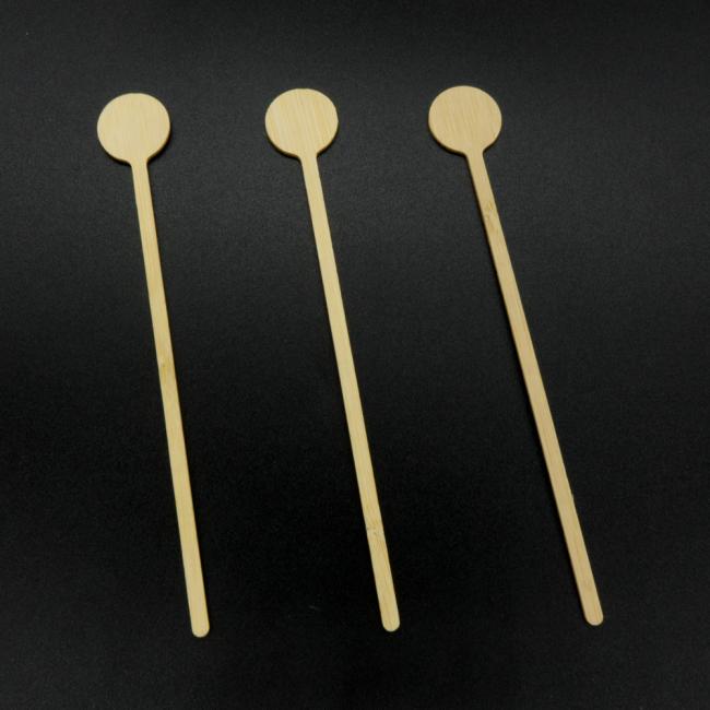 Eco Friendly Disposable Bamboo Round Head Custom Size and Logo Coffee Stirrer