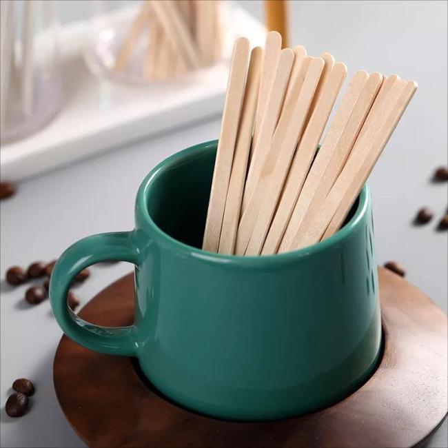 Eco Friendly Flat Wooden Coffee Stirrers Cocktail Stirrers 110mm 140mm