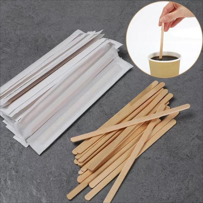 Eco Friendly Flat Wooden Coffee Stirrers Cocktail Stirrers 110mm 140mm