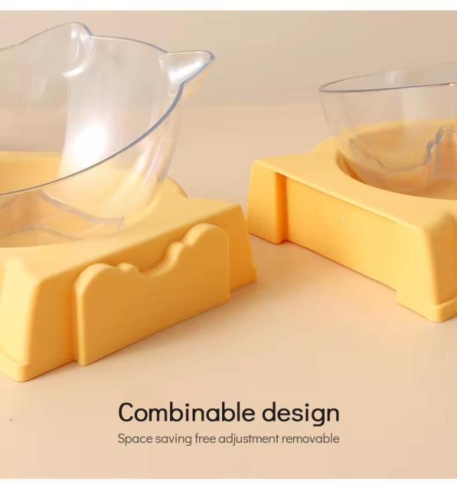 Cat Double Food Bowl Pet Food Water Elevated Pet Feeding Bowl with Raised Stand