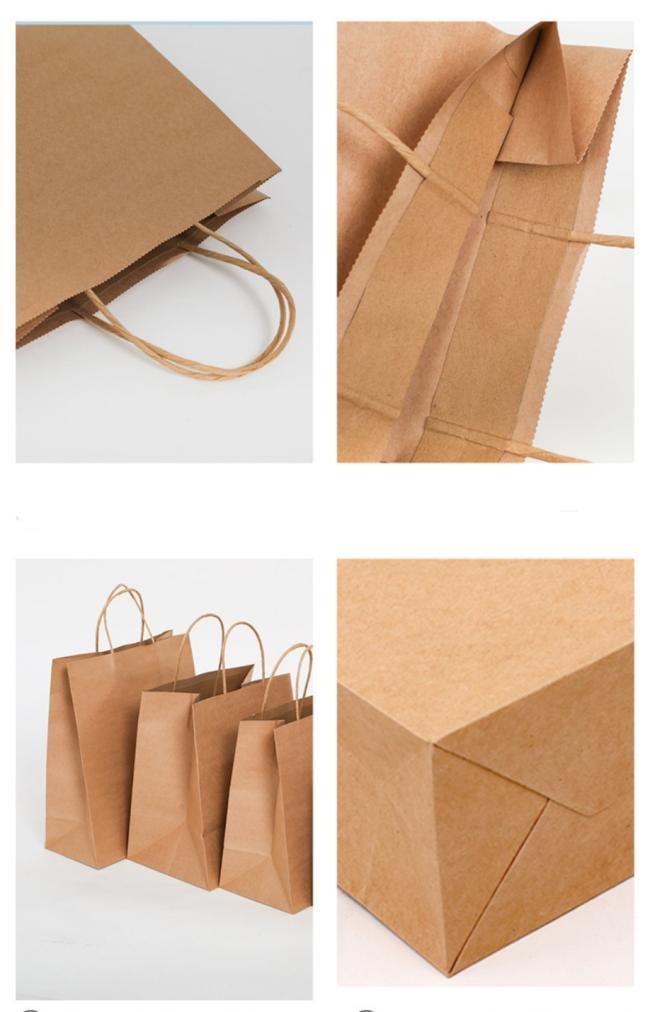 Kraft Paper Bag Hand Bag High-End Paper Bag Disposable Milk Tea Takeaway Packaging Shopping Gift Packaging Bag Customization