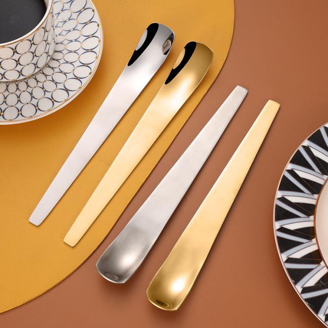 Factory New Design Model Stainless Steel Cutlery Ice Cream Spoon Mini Dessert Spoon and Tea Spoon in Gold and Silver Color