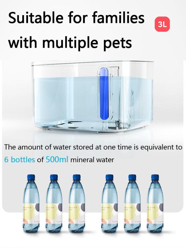Cat Water Fountain Electric Pet Fountain Anti-Dry Burning 3L Automatic Pet Water Dispenser Filter Fountain