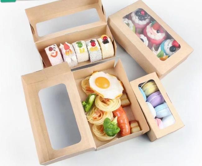 High Quality Disposable Kraft Paper Cake or Bread Container Box Take Away Container