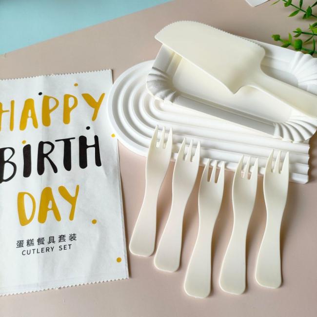 Party Used Birthday Cake Suit Knife and Fork Set Disposable Plastic Knife Fork Plate Suit Plate Cake Cutlery Suit
