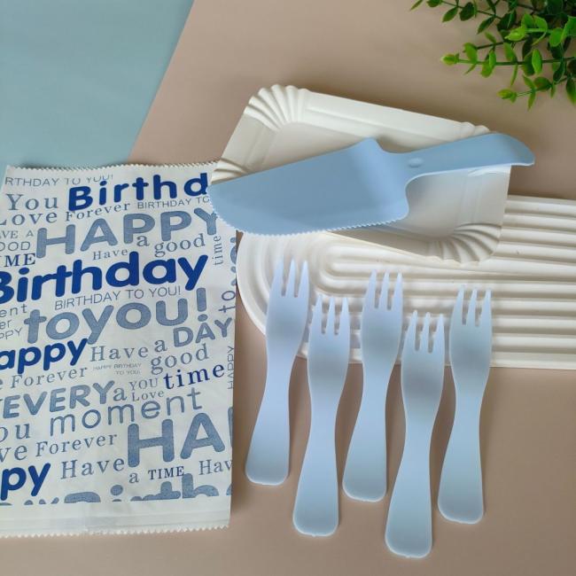 Cake Fork Disposable Plastic Fork Dim Sum Fork Fruit Fork Birthday Cutlery Suit