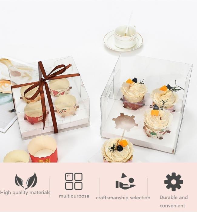 Paper Cup Cake Packaging Box Transparent Dessert Packaging Box 2PCS Cup Cake Package