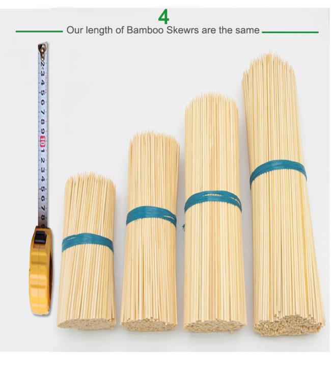 BBQ Skewers Retail Large Diameter Long Bamboo Round Wooden Sticks