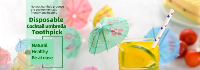 Cocktail Decoration Bambus Heart Paper Drink Reusable Custom Party Organic Stick Wooden Umbrella Toothpick