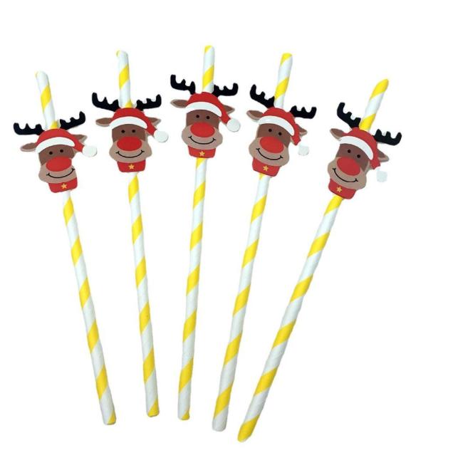 6mm*197mm Colourful Paper Straw Christmas Paper Straw