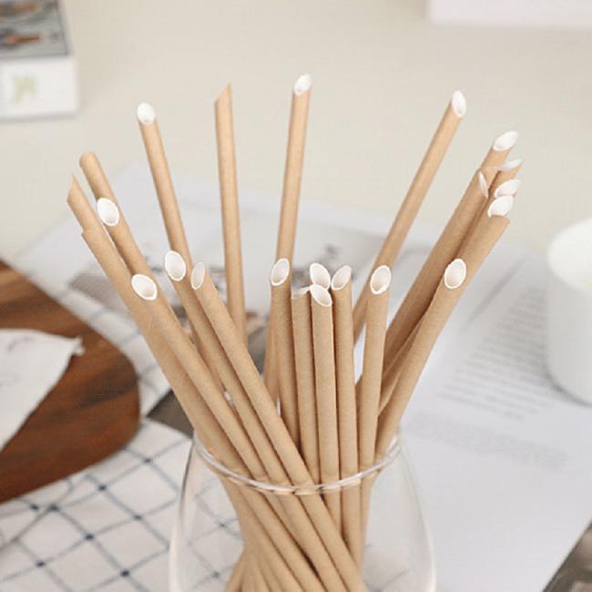 Factory Wholesale Individual Paper Straw 6mm*197mm Decorating White Paper Straws Printed Customized Logo