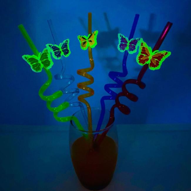 Glow-in-The-Dark Animal Cartoon Creative Straw Stickers Bar Personalized Straw Stickers Party Decoration Straw Stickers Cross-Border Wholesale