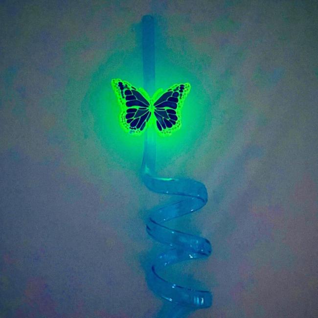 New Luminous Bear Creative Straw Bar Personalized Straw Party Decoration Straw Cross-Border Wholesale