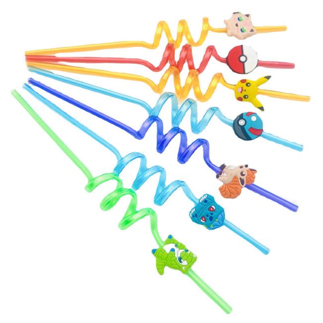 Children Creative Fun Cartoon Animal Straws Disposable Plastic Straws Retractable Elbow Cute Artistic Straws