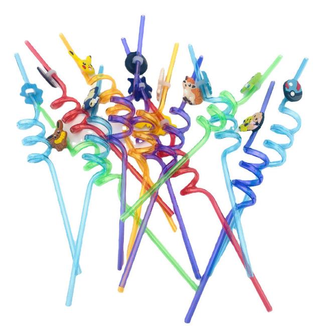 Children Creative Fun Cartoon Animal Straws Disposable Plastic Straws Retractable Elbow Cute Artistic Straws