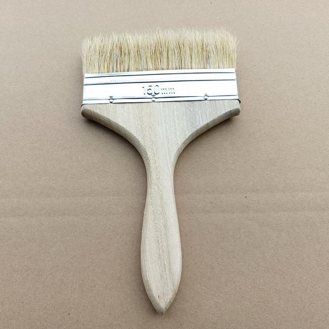 Paint Brush/ Flat Brush/ Natural Black Bristle Brush with Wooden Handle