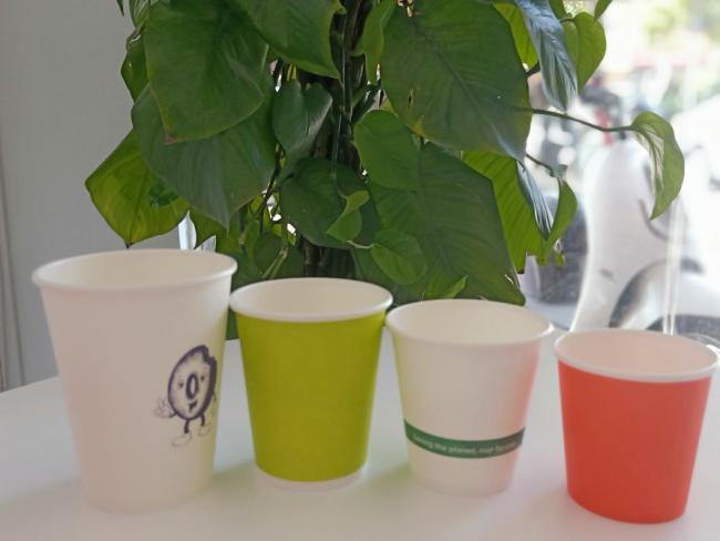 100% Paper Plastic Free Without PE Paper Cup Custom Logo Biodegradable Disposable Coffee Paper Cup