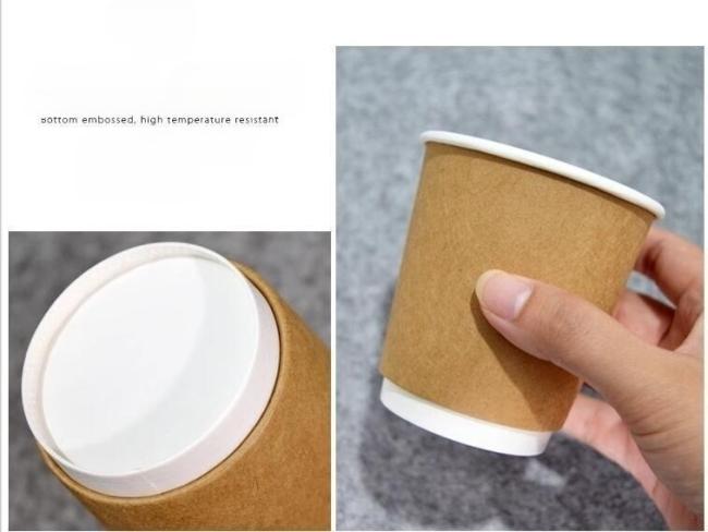 12oz Kraft Paper Cups Disposable Double Wall Coffee Paper Cup for Hot Drinks Custom Logo Printed Hot Tea Coffee Paper Cup