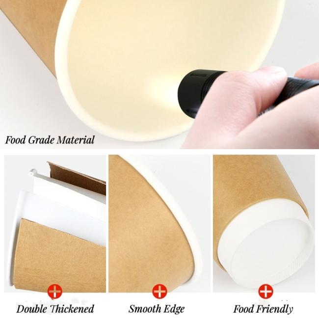 Disposable Double Wall Full Size Customized Design Kraft coffee Cup with Lid