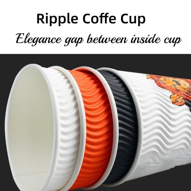Customized Logo Printed Ripple Paper coffee Cup