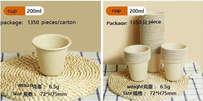 High Quality Customer Size Biodegradable Natural Bamboo Fiber Disposable Cup for Cold or Hot Drinking.