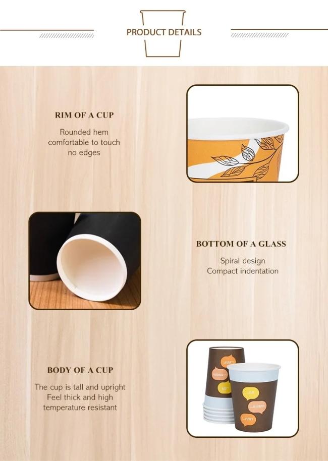 Single Wall Paper Tea Cups Hot Drink Paper Coffee Cup