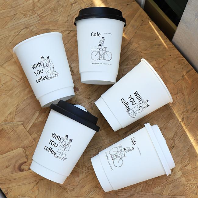 8oz 12oz 16oz Customized Design Paper Cups Disposable Printed Paper Double Wall Ripple Coffee Cups