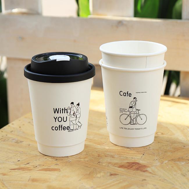 Free Sample Disposable Single Wall Bamboo Fiber Pulp Hot Coffee Paper Cup with Sleeves and Lid