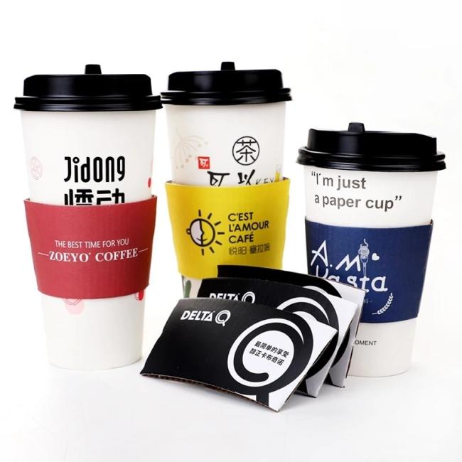 Free Sample Disposable Single Wall Bamboo Fiber Pulp Hot Coffee Paper Cup with Sleeves and Lid