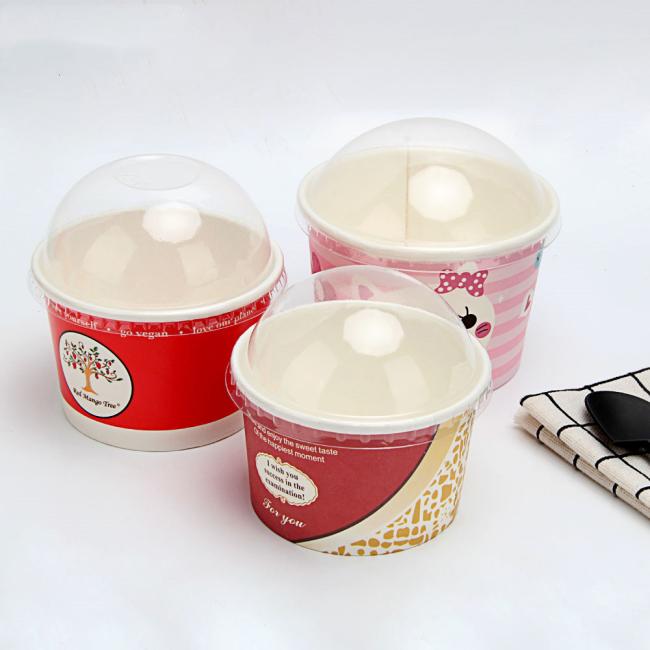 Custom Logo Printed Ice Cream Paper Cup Frozen Yogurt Gelato Bowls 3/4/5/8/12/16oz Disposable Single Wall Paper Cup